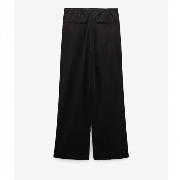 Zara Mid-Rise Nylon Pajama Pants Sz:S Black NWT - Picture 8 of 9